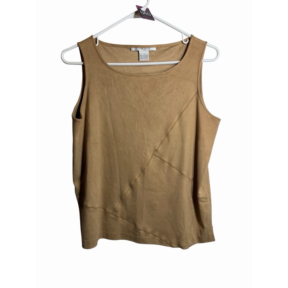 worlds apart brown suede wide strap sleeveless tank top shirt size small